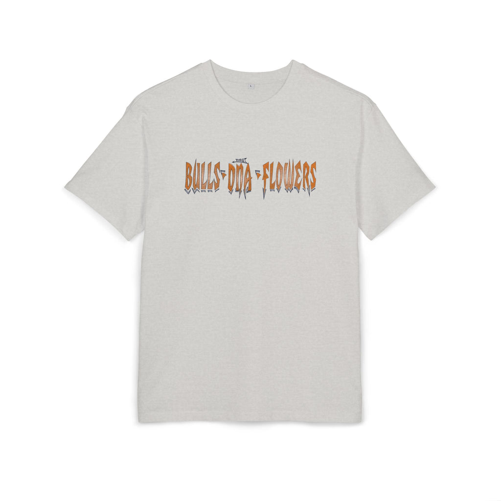 Bulls and Flowers T-shirt | Retro Drip-tekst på lysegråmeleret