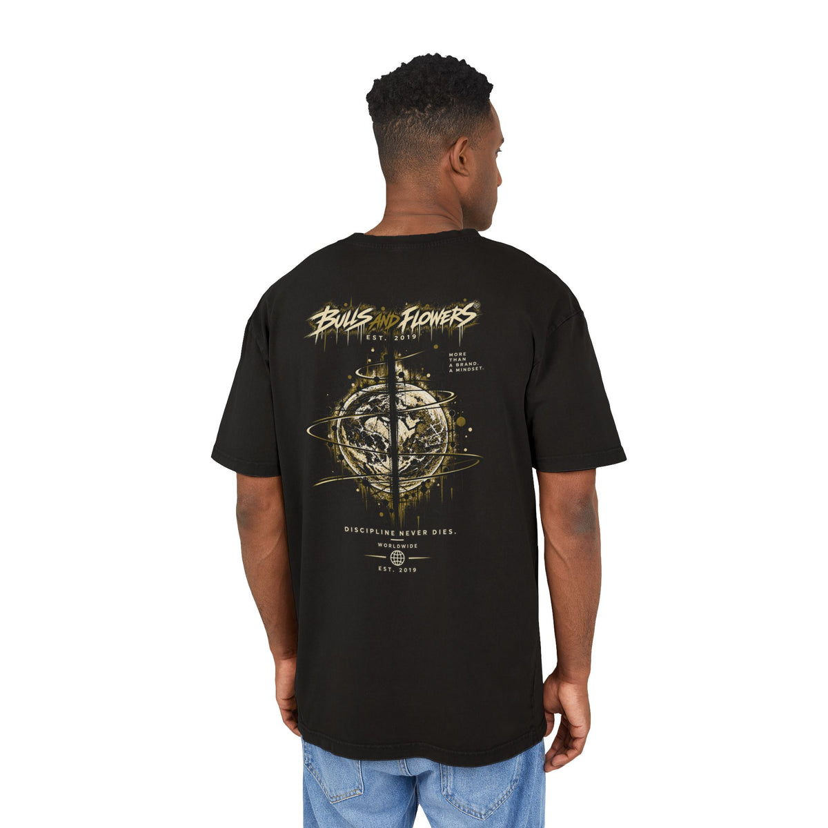 Bulls and Flowers Graphic T-Shirt | Acid Wash Oversize Shirt