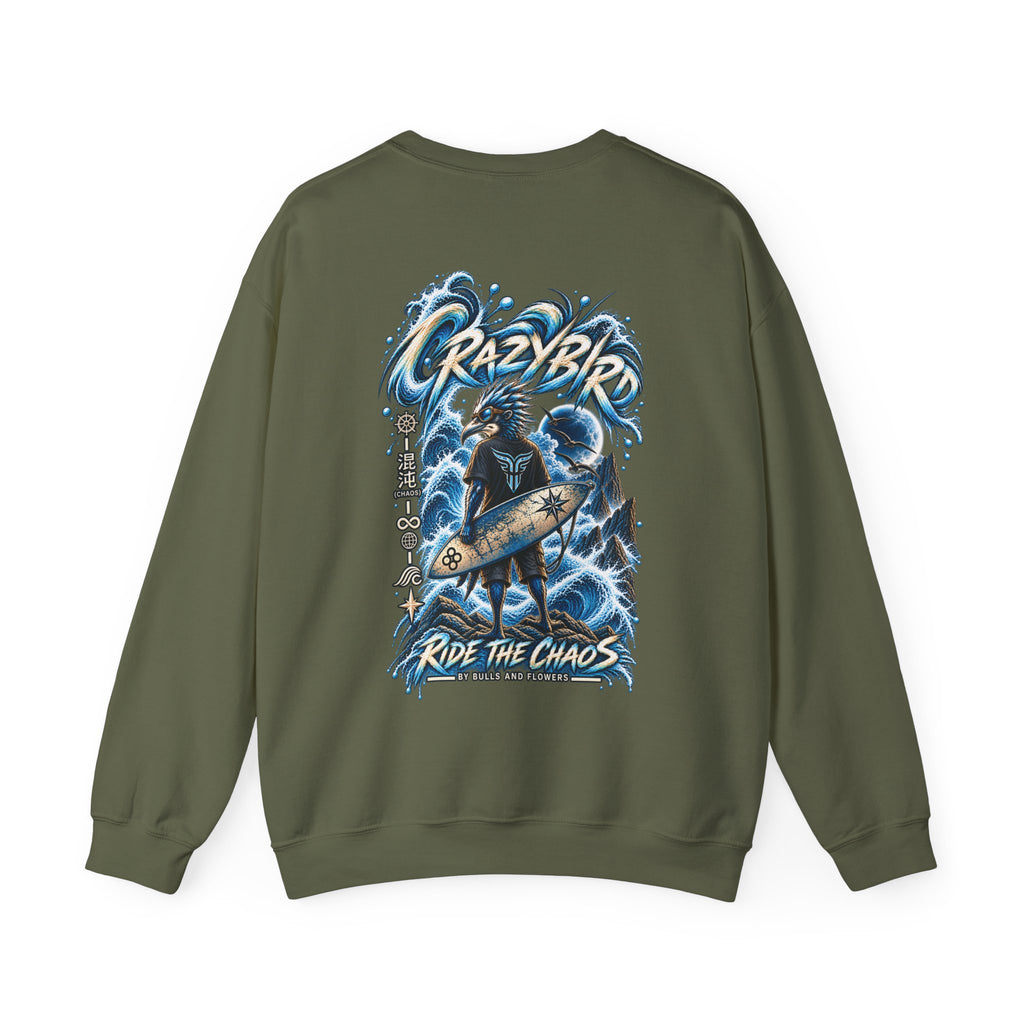 Crazybird Ride the Chaos – Unisex Streetwear Sweatshirt | Bulls and Flowers