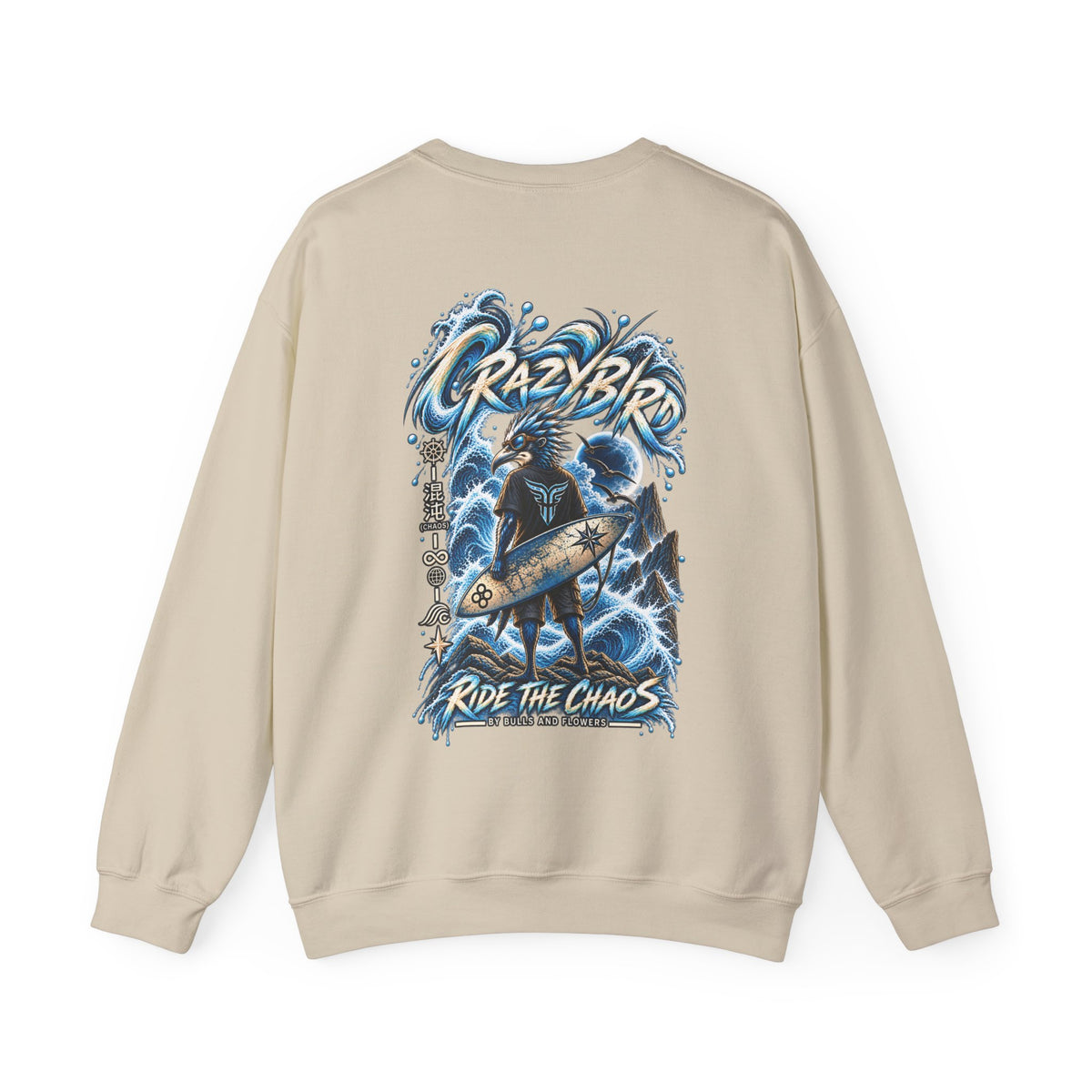 Crazybird Ride the Chaos – Unisex Streetwear Sweatshirt | Bulls and Flowers