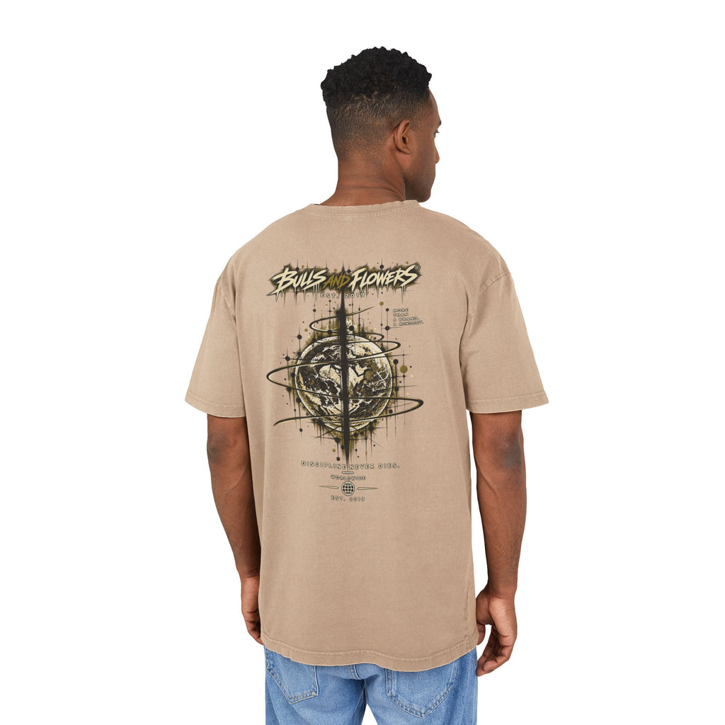 Bulls and Flowers Graphic T-Shirt | Acid Wash Oversize Shirt