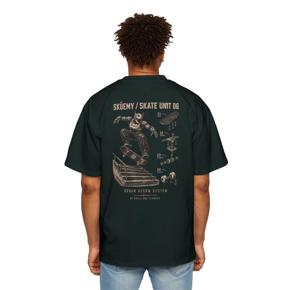 Bulls and Flowers - Sküemy - Unit 06 Skateboard Illustration T-Shirt / Draft 2021