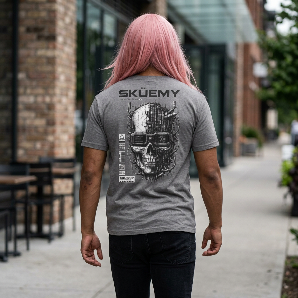 Bulls and Flowers  SKÜEMY Cyber Skull Heavy Oversize Tee