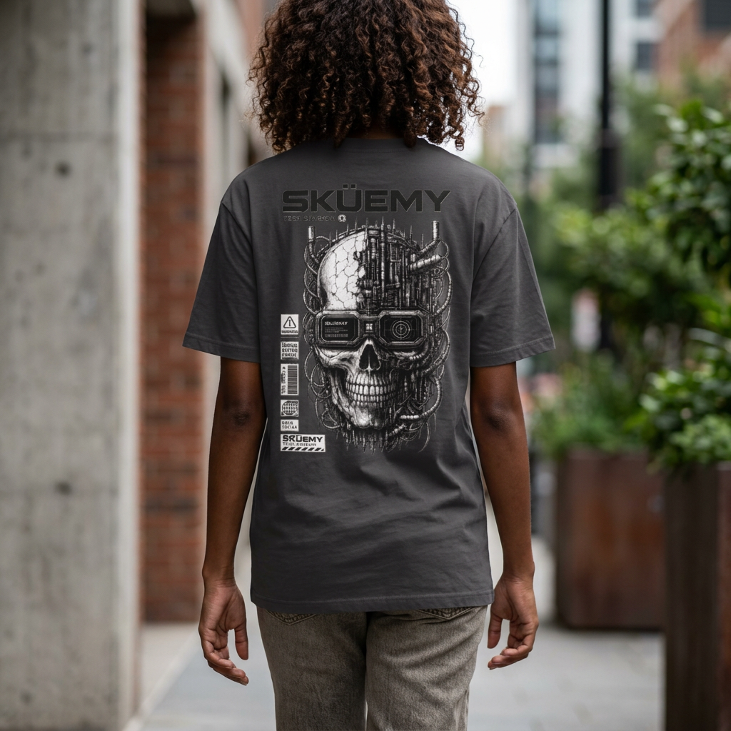 Bulls and Flowers  SKÜEMY Cyber Skull Heavy Oversize Tee