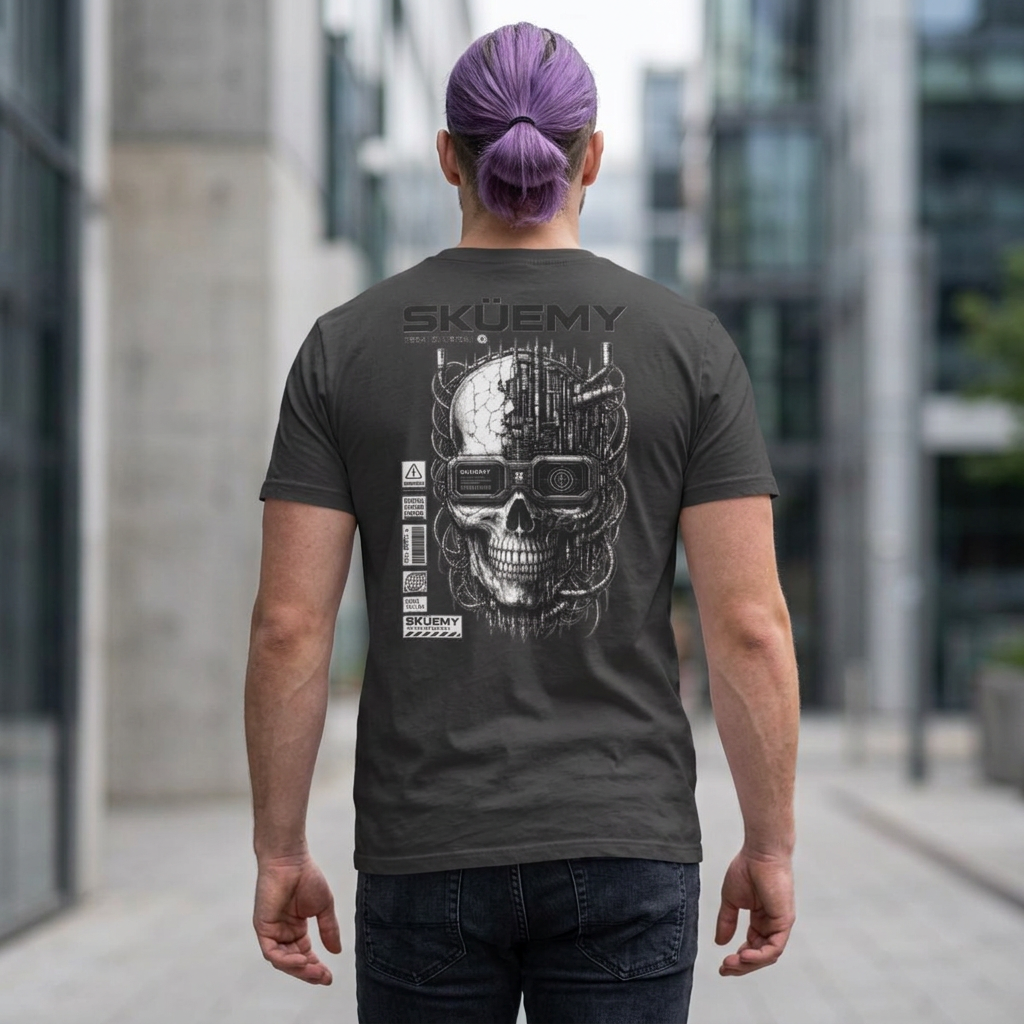 Bulls and Flowers  SKÜEMY Cyber Skull Heavy Oversize Tee