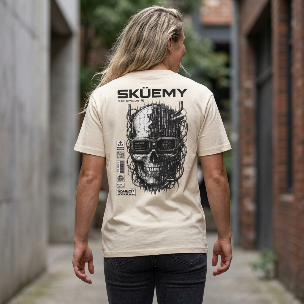 Bulls and Flowers  SKÜEMY Cyber Skull Heavy Oversize Tee