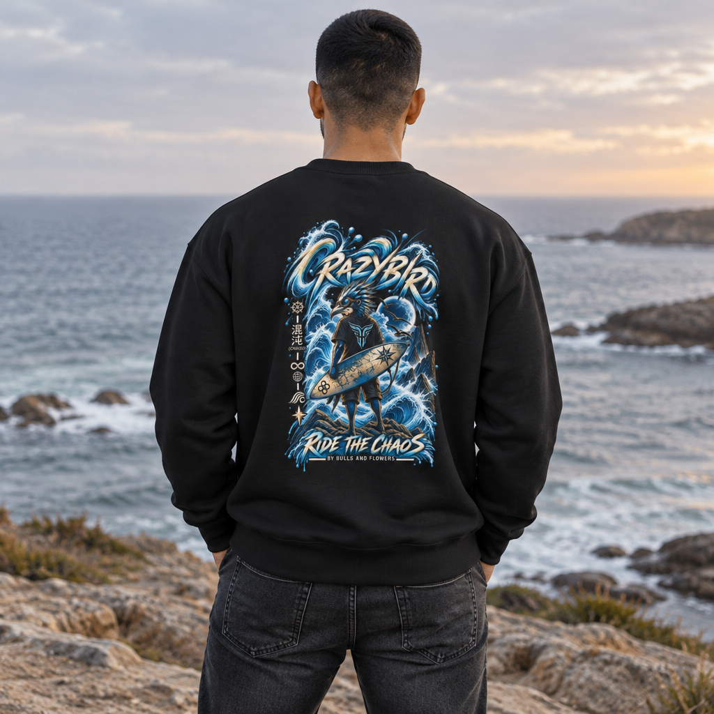 Crazybird Ride the Chaos – Unisex Streetwear Sweatshirt | Bulls and Flowers