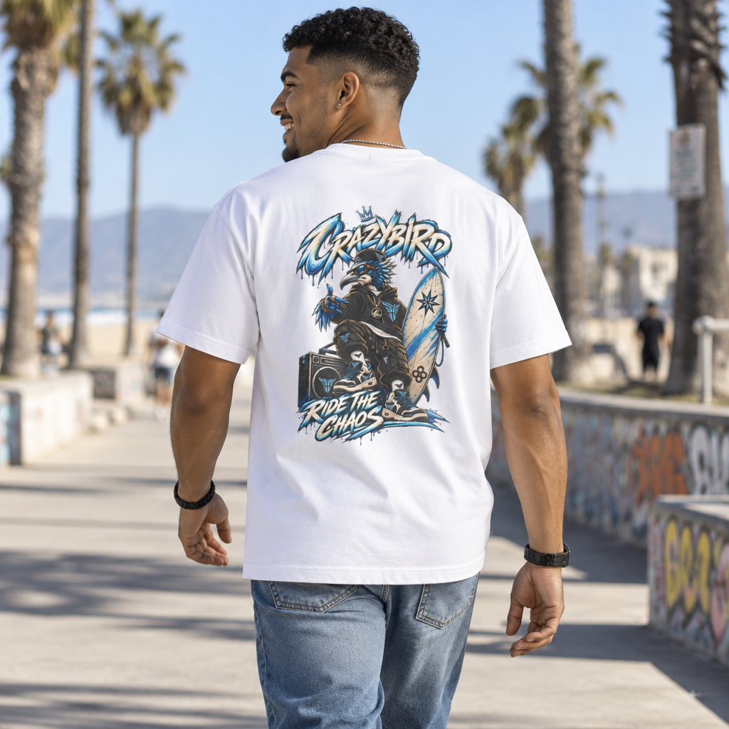 Crazybird Surf Edition – Unisex Streetwear T-Shirt | Bulls and Flowers