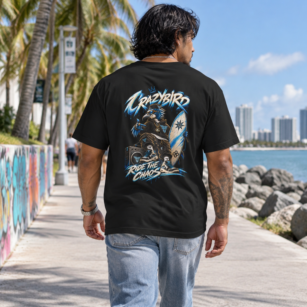 Crazybird Surf Edition – Unisex Streetwear T-Shirt | Bulls and Flowers