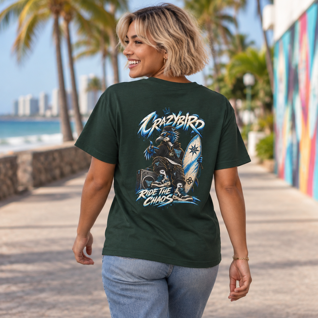 Crazybird Surf Edition – Unisex Streetwear T-Shirt | Bulls and Flowers