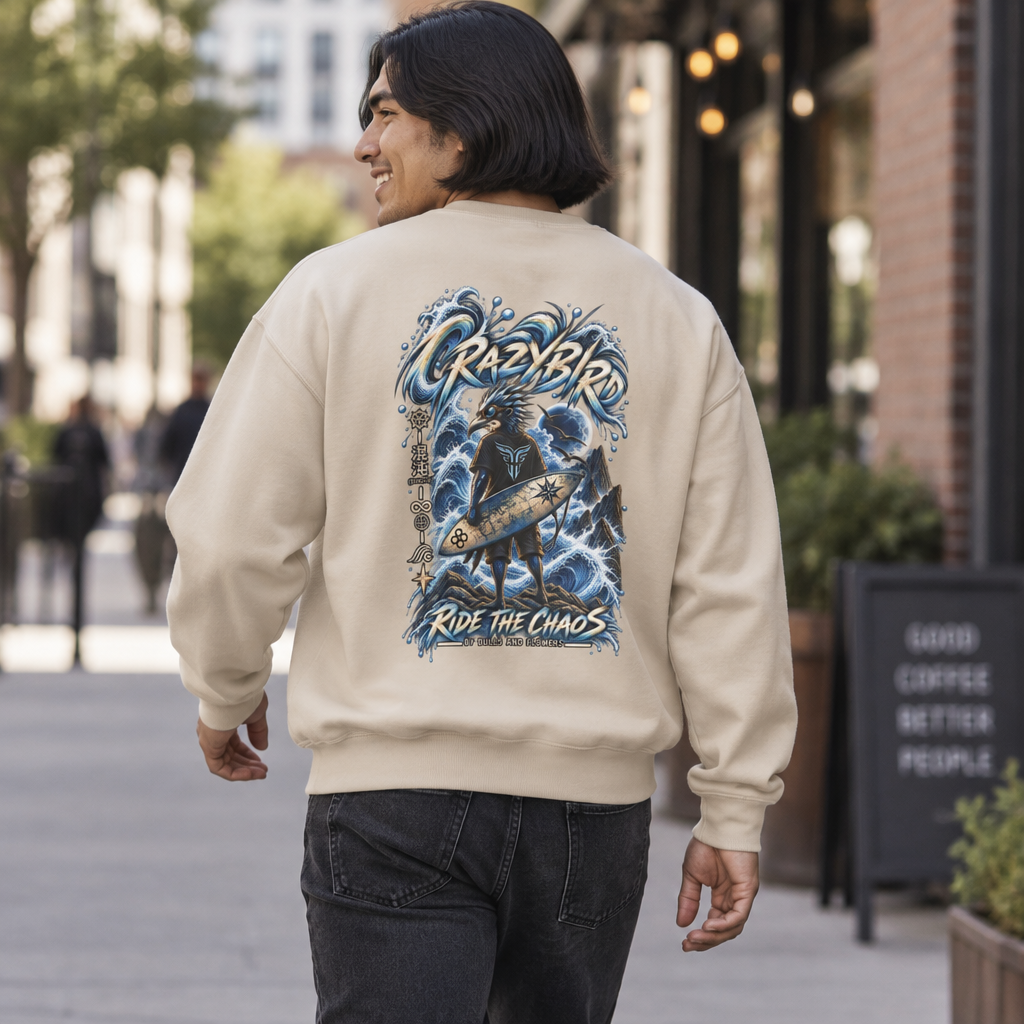 Crazybird Ride the Chaos – Unisex Streetwear Sweatshirt | Bulls and Flowers