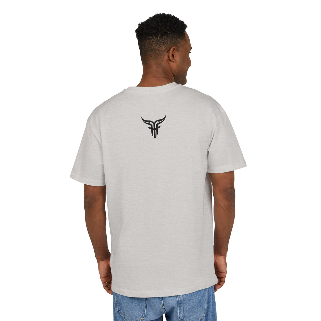 Bulls and Flowers T-shirt | Retro Drip-tekst på lysegråmeleret