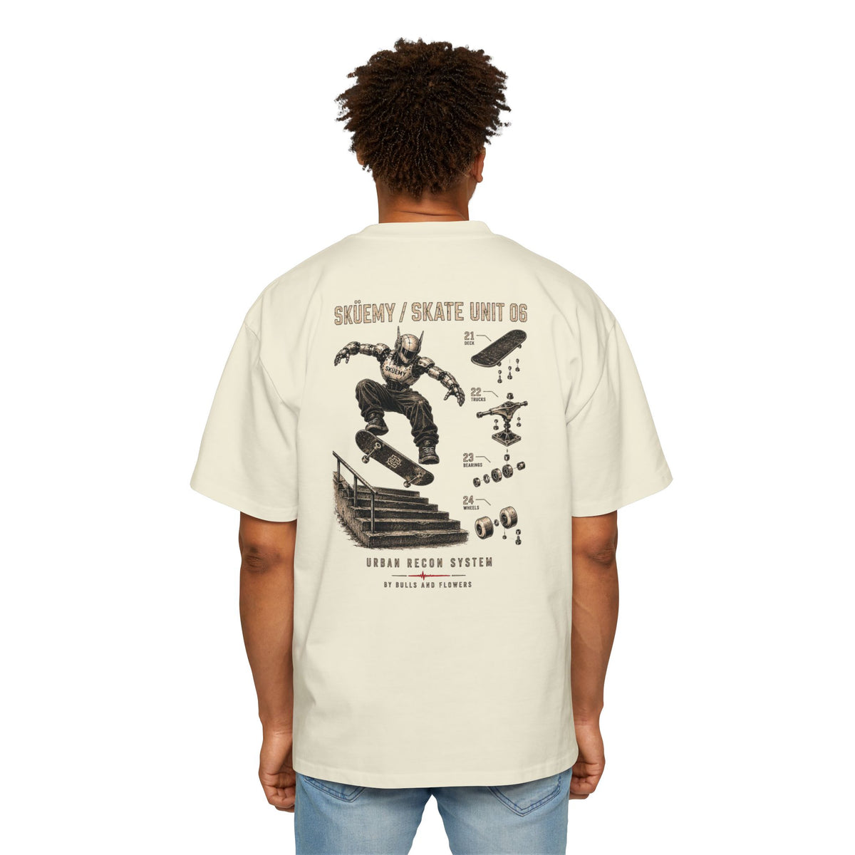 Bulls and Flowers - Sküemy - Unit 06 Skateboard Illustration T-Shirt / Draft 2021