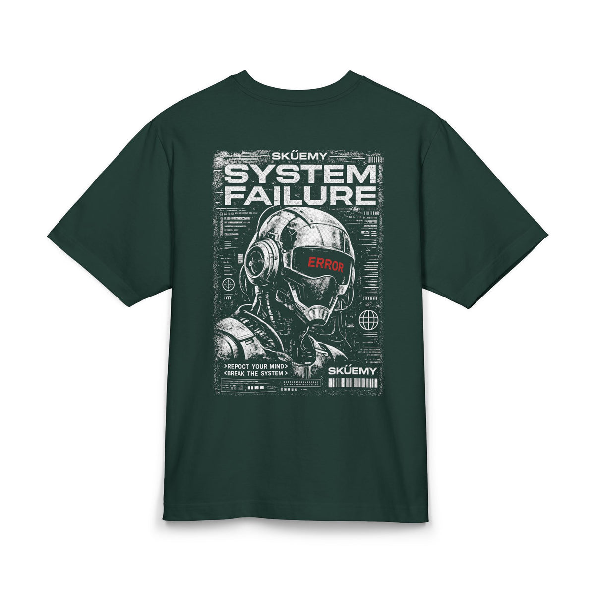 System Failure Robot Graphic Tee | Cyberpunk Helmet Tech Design