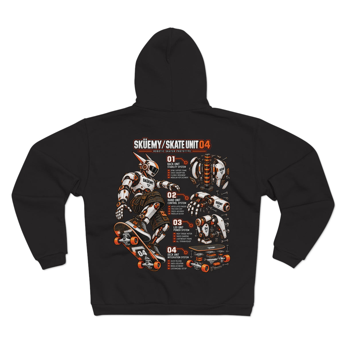 Bulls and Flowres Sküemy Skate Unit 04 Robot Graphic Zip Hoodie