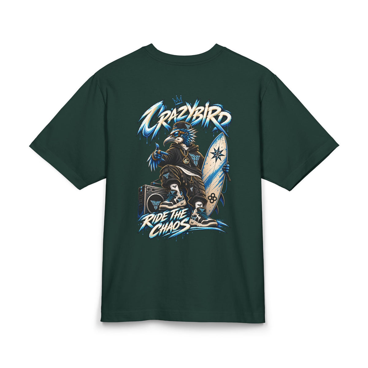 Crazybird Surf Edition – Unisex Streetwear T-Shirt | Bulls and Flowers