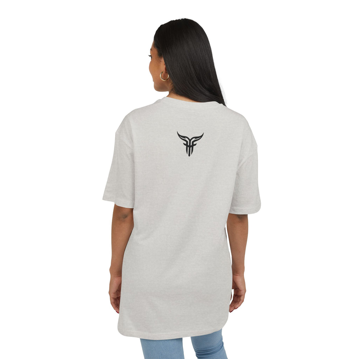Bulls and Flowers T-shirt | Retro Drip-tekst på lysegråmeleret