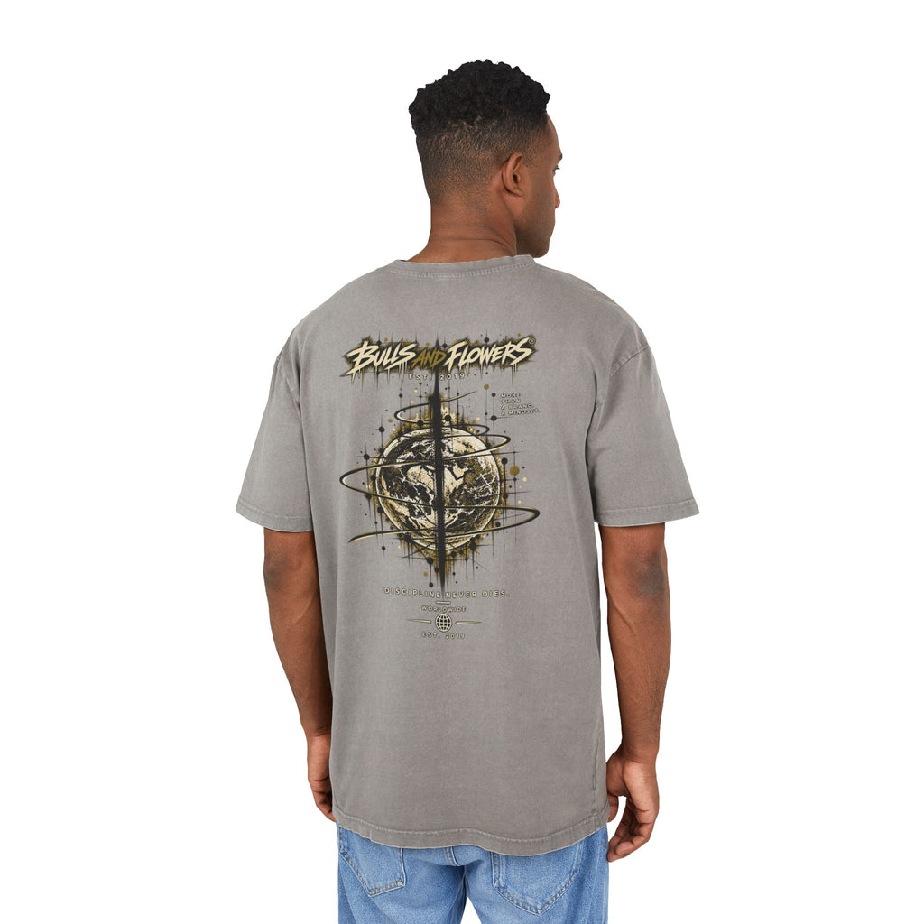 Bulls and Flowers Graphic T-Shirt | Acid Wash Oversize Shirt