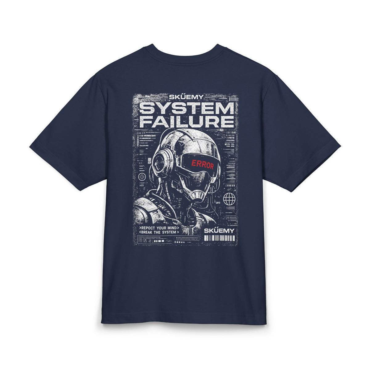 System Failure Robot Graphic Tee | Cyberpunk Helmet Tech Design